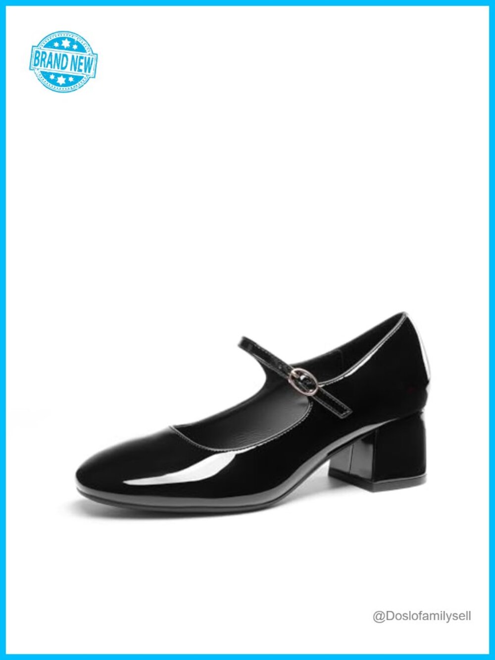 Mary Jane Shoes Low Chunky Heel Pumps Faux Leather Block Heel